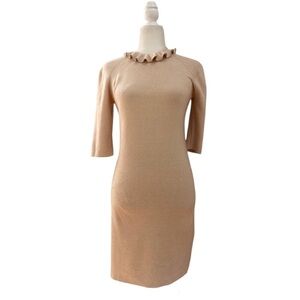 Relish Women's Sweater Dress Ribbed Knit  with Beaded Edge Ruffle Collar NWT